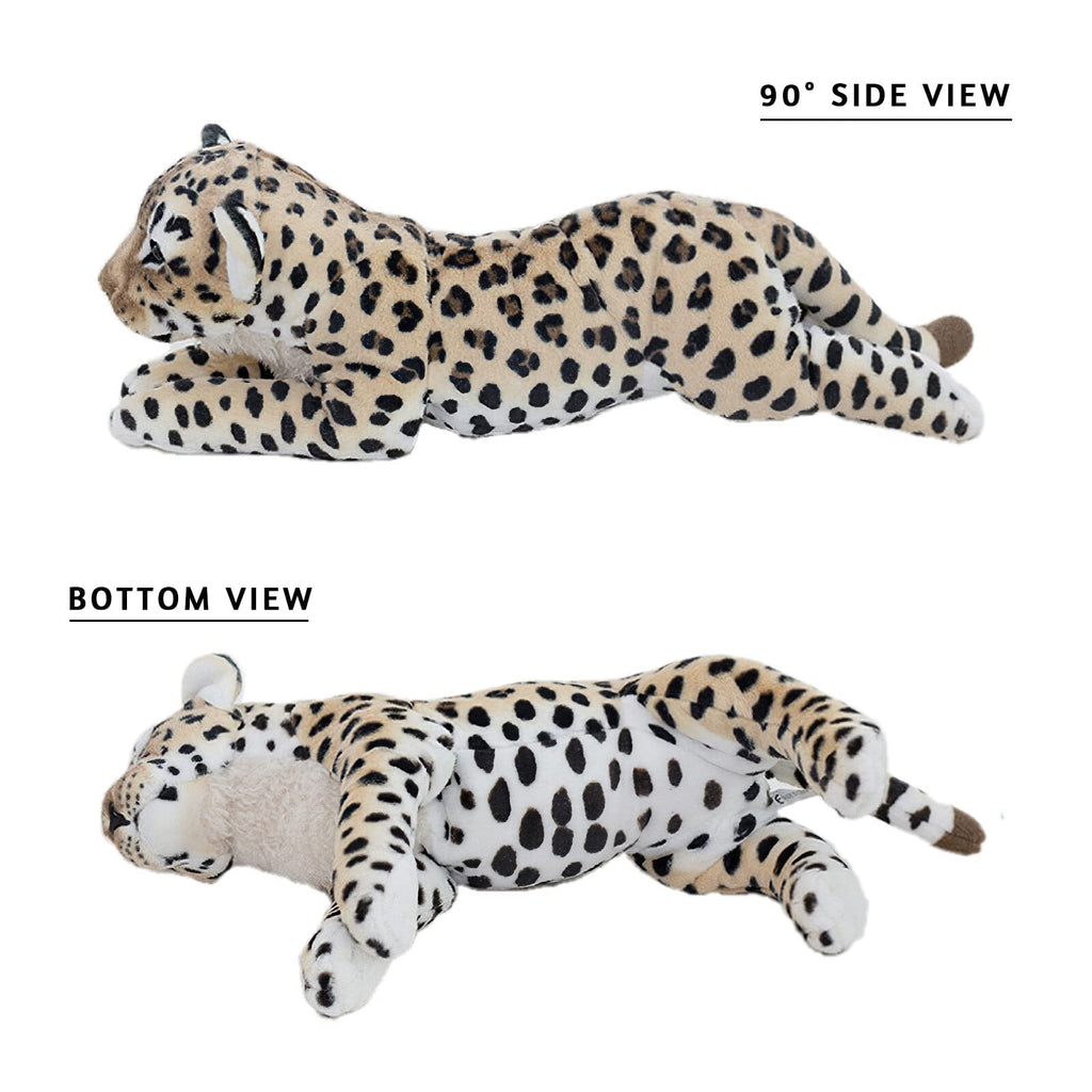 Gisqis Cheetah Stuffed Animal, 19' Realistic Leopard Stuffed Animal Cheetah Stuffy Leopard Plush Toys Cute Safari Stuffed Jagua