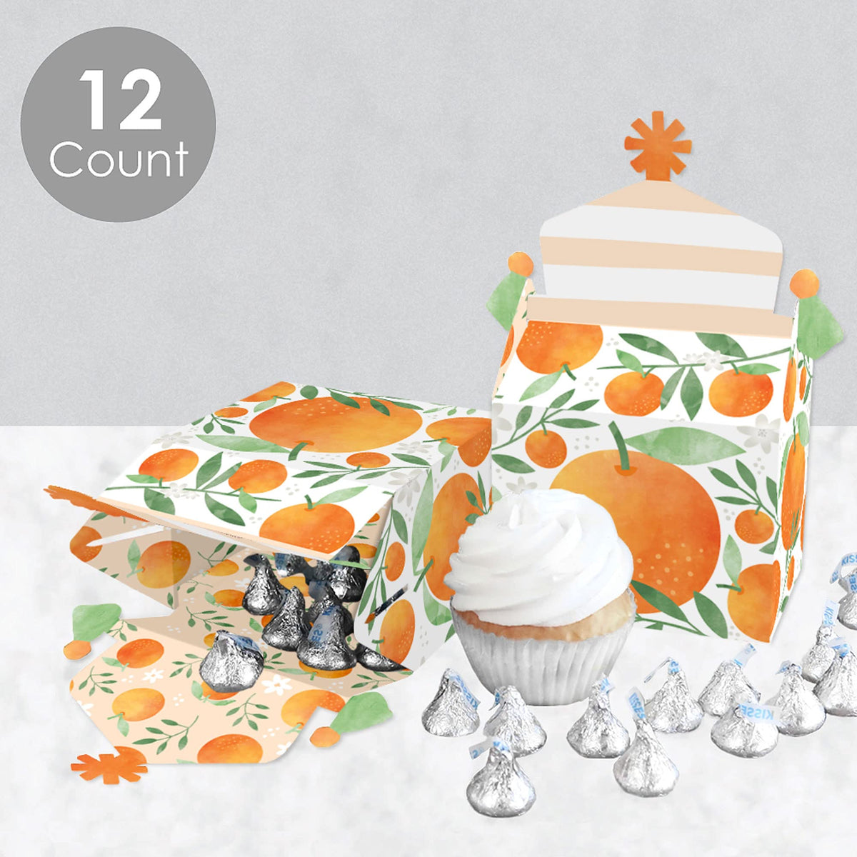 Big Dot Of Happiness Little Clementine - Treat Box Party Favors - Orange Citrus Baby Shower Or Birthday Party Goodie Gable Boxes