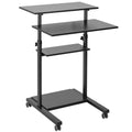 VIVO Mobile Height Adjustable Table Stand Up Desk with Storage, Computer Workstation Rolling Presentation Cart, Black, CART-V02D