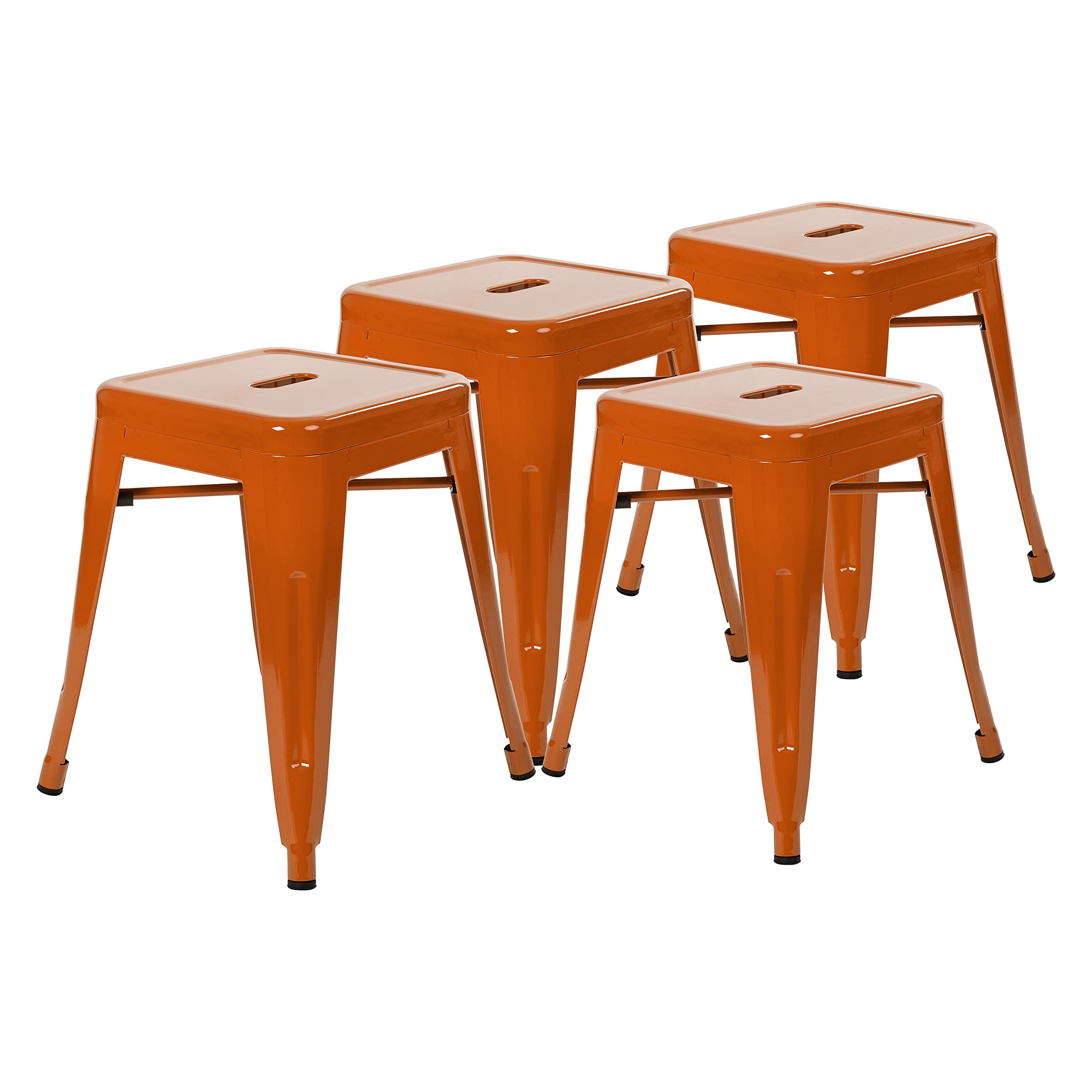 Flash Furniture Metal Dining Table Height Stool - Backless Orange Kai Commercial Grade Stool - 18 Inch Stackable Dining Chair - 