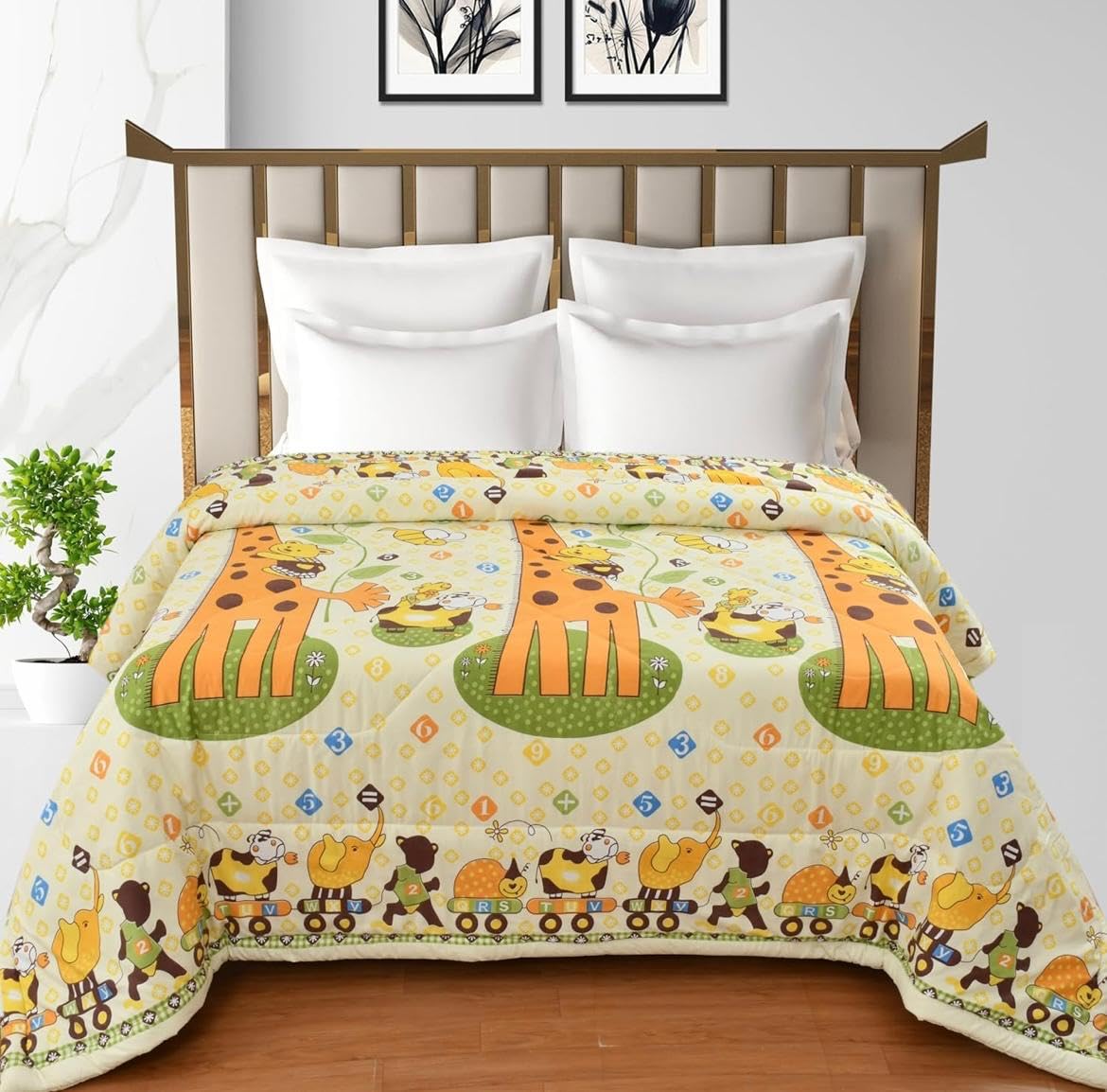 Goldzen All Season Double Bed Kids Ac Comforter | Duvet | Blanket | Quilt. Size (90 X 100 Inches).Multi (Animal)