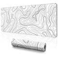 Ujoowalk White Mouse Pad, Topographic Mouse Pad Large, Gaming Mouse Pad, Xxxl Mousepad, Keyboard And Mouse Pad, Desk Mat, 47.2 X