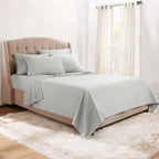 Clara Clark Bed Sheets, Premier 1800 Series Bed Sheet Set With Extra Set Pillowcases, Deep Pocket Fitted Sheet, Luxury Soft Bedding Sheets & Pillowcases, Queen, Silver