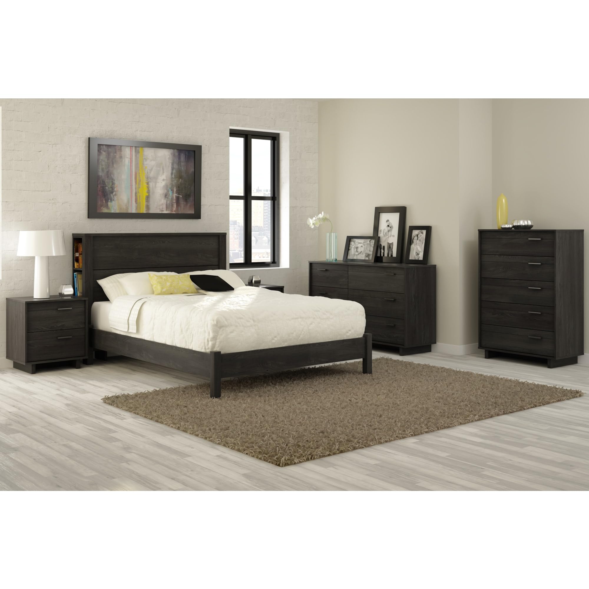 South Shore Fynn 2-Drawer Nightstand, 0, Gray Oak