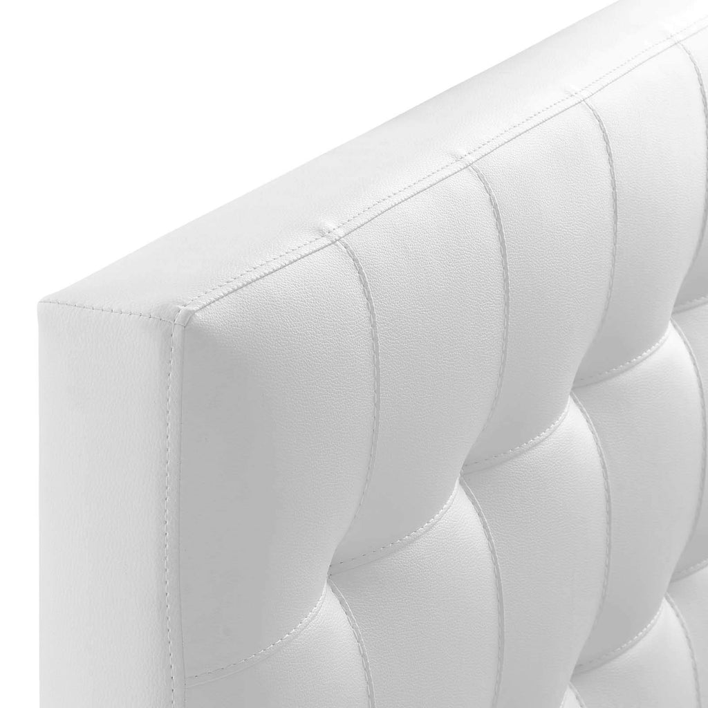 Modway Lily Twin Headboard - White Tufted Faux Leather Upholstered Bed Frame