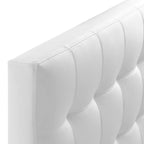 Modway Lily Twin Headboard - White Tufted Faux Leather Upholstered Bed Frame