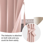 Jiuzhen Blush Pink Blackout Curtains For Bedroom - Thermal Insulated Room Darkening Rod Pocket Curtains For Living Room, Set Of 2 Panels With Tiebacks, 52 X 96 Inch Length, Blush Pink