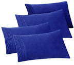 Elegant Comfort 4-Pack Solid Pillowcases 1500 Thread Count Egyptian Quality - Easy Care, Smooth Weave, Wrinkle And Stain Resistant, Easy Slip-On, 4-Piece Set, King Pillowcase, Royal Blue
