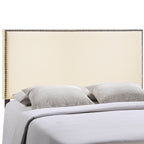 Modway Region Linen Fabric Upholstered Queen Headboard in Ivory with Nailhead Trim