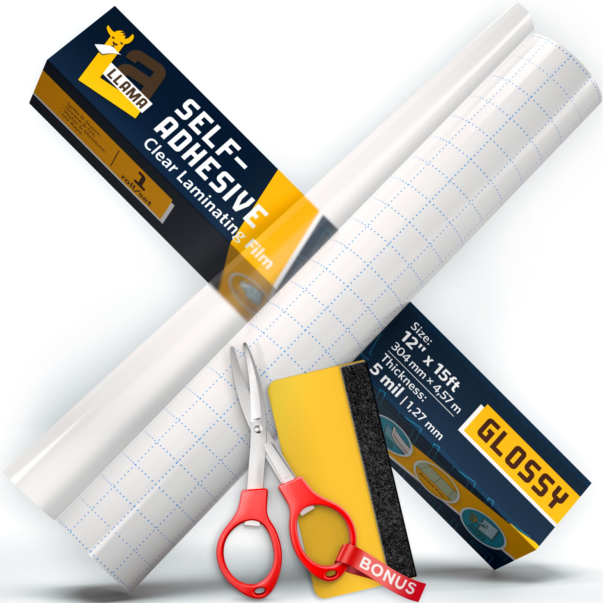 Self Adhesive Laminating Roll 12    X 15Ft - 5 Mil Multipurpose Clear Laminate Vinyl Roll For Stickers