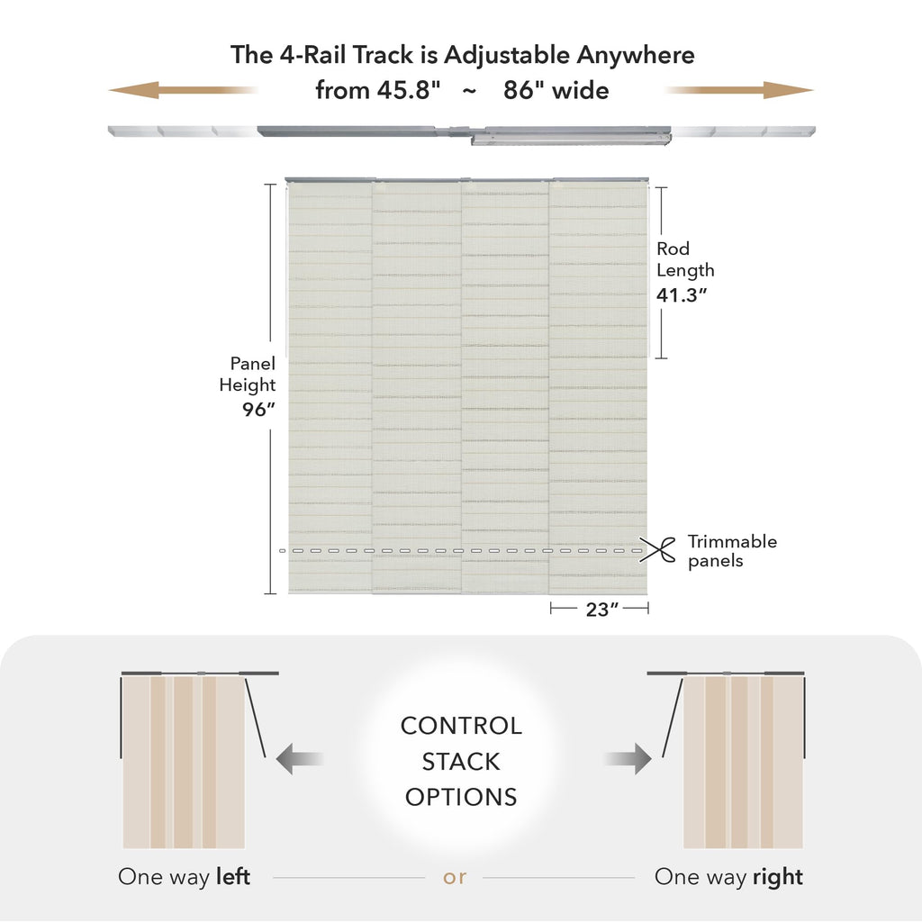 Godear Design Adjustable Verticsl Sliding Panel Track Blinds For Windows, Room Dividers Walls, Closet Doors, Extendable Track Fr