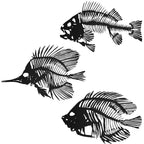 3 Pieces Metal Wall Art Fish Sculpture Hanging Metal Black Fish Bone Rustic Wall Decor Nautical Style Metal Fish Wall Decor for 