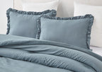 Chezmoi Collection Nora 2-Piece Ruffled Edge Trim Soft Washed Microfiber Comforter Set (Twin, Dusty Blue)