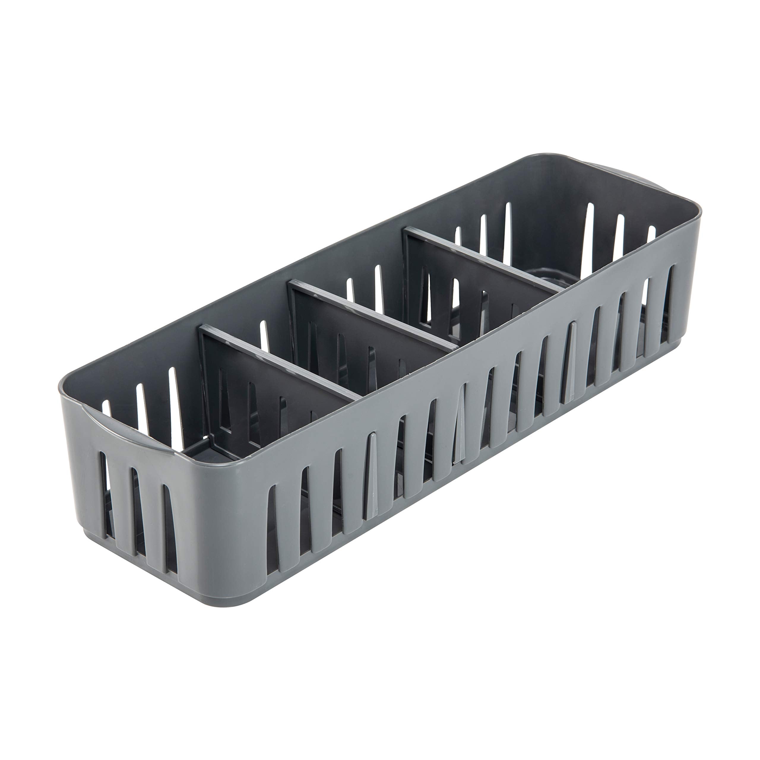 Simplify 4 Compartment Stackable Bin with Adjustable Dividers | Drawer Organizer | Storage Basket | Good for Office | Desk Suppl
