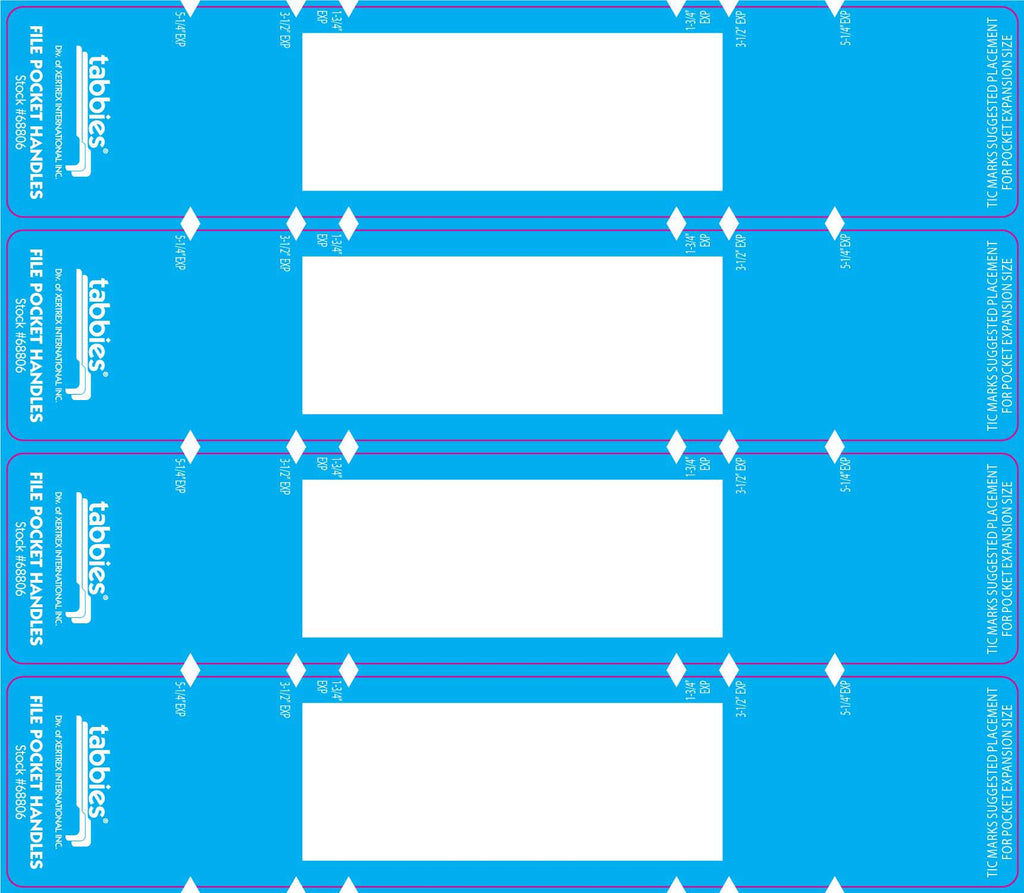Tabbies 9-5/8 X 2 Inches File Pocket Handles, Light Blue/White, 48 Per Pack (Tab68806), Light Blue, White
