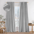 Miulee 100% Blackout Curtains 96 Inches Long Linen Curtains & Drapes For Bedroom Back Tab Living Room Darkening Full Black Out Window Curtain Panels Rod Pocket, Light Grey, 2 Panels Set