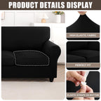 Searchi Stretch Sofa Cover Couch Covers, 2 Piece Armchair Slipcover With Separate Chair Cushion Cover, Washable Furniture Protector For Living Room(Armchair, Black)