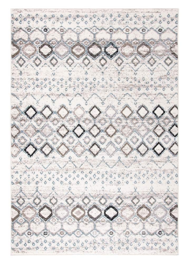 SAFAVIEH Amsterdam Collection Area Rug - 5'1'' x 7'6'', Ivory & Grey, Moroccan Boho Design, Non-Shedding & Easy Care, Ideal for 