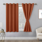 Hiasan Fall Blackout Curtains For Bedroom - Thermal Insulated & Energy Saving Window Curtains For Living Room/Kids Room Home Decor, 2 Drape Panels Sewn With Tiebacks, Burnt Ochre, 52 X 54 Inch