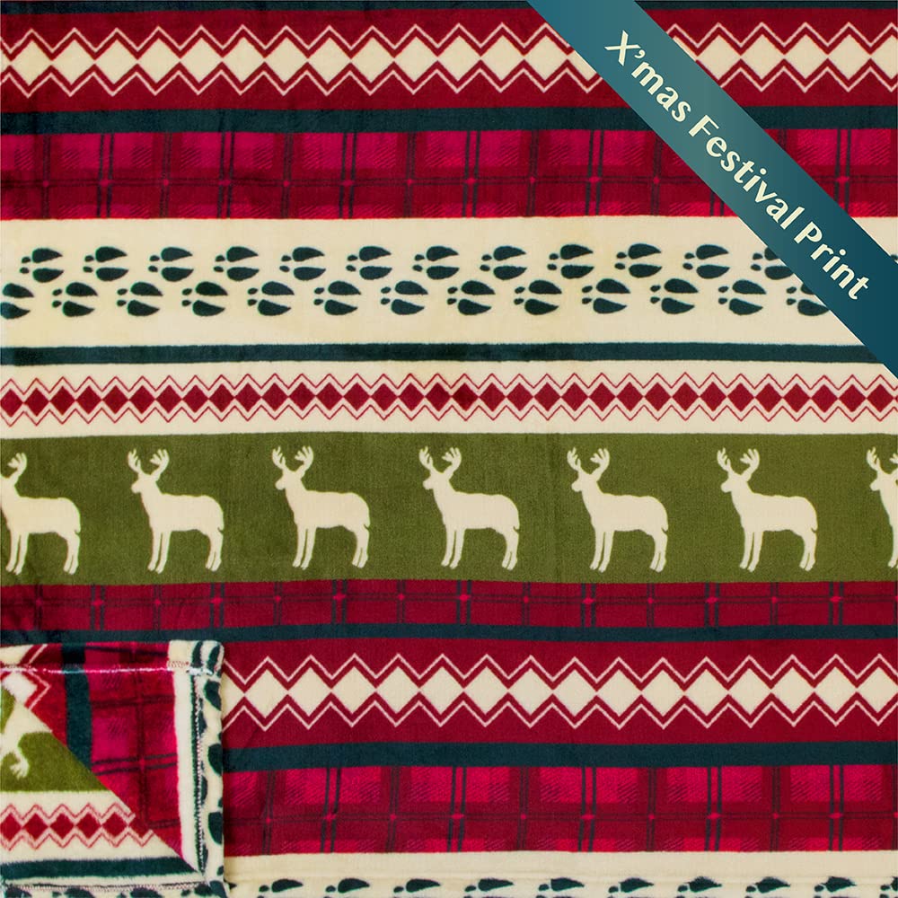 Pavilia Christmas Throw Blanket | Red Christmas Holiday Fleece Blanket | Soft, Plush, Warm Winter Cabin Throw, 50X60 (Red Christ