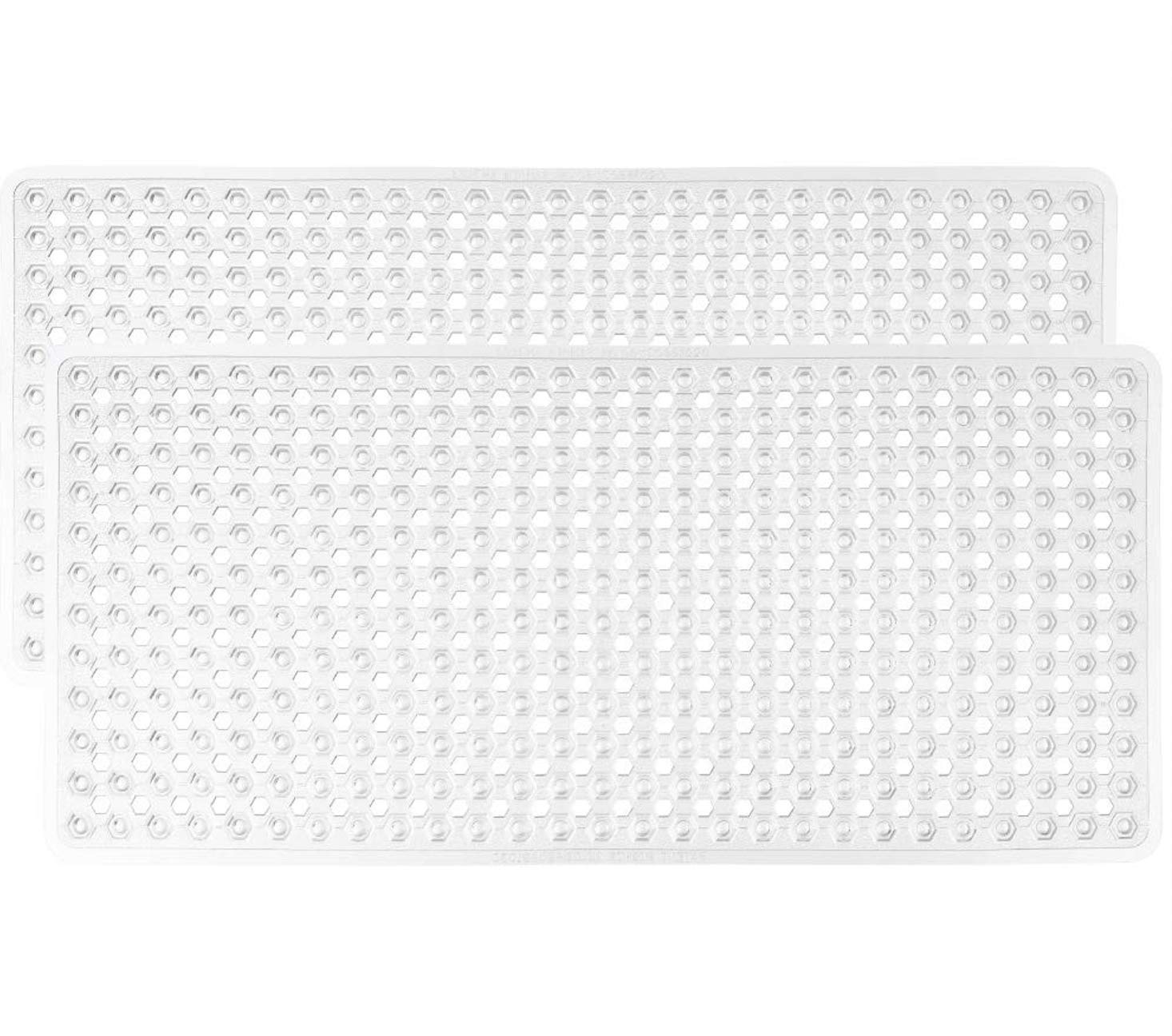 Gorilla Grip Patented Bath Tub Shower Mat, 2 Pack, 35x16 Washable Bathtub Floor Mats, Suction Cups and Drain Holes to Keep Tubs 