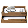 Kirigen Wooden Stackable Office Letter Organizer Desk Tray Pack Of 2 - Wood Two Tier Tray For Desktop Organizeration With Metal