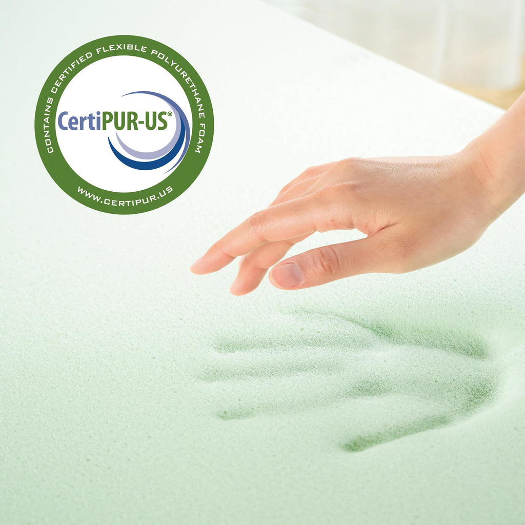 Zinus 1.5 Inch Green Tea Memory Foam Mattress Topper, Smaller, More Convenient Wonderbox Packaging, Pressure-Relieving Layers, Certipur-Us Certified, Queen