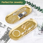 2Pack Gold Decorative Tray, Bathroom Vanity Tray For Dresser Counter, Kitchen Sink Tray For Soap Dispensers, Stainless Steel Jew