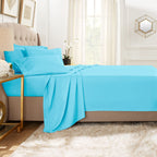 Clara Clark King Sheets, 6 Piece Set - Hotel Luxury Sheets For King Size Bed, Super Soft Bedding Sheets & Pillowcases, King Size Sheets, Beach Blue