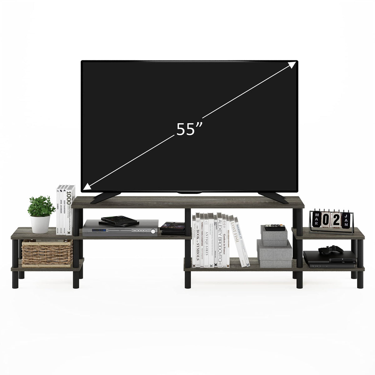 Furinno Turn-N-Tube Grand Stand for TV up, 78 Inch, French Oak