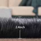 Orinova Washable Rug 6X9 Area Rugs For Living Room Black Fuzzy Faux Sheepskin Shag Fur Rug For Bedroom Nursery Rectangle Rug Hom