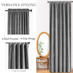 Lazzzy Velvet Grey Blackout Curtains 96 Inches Long Thermal Insulated Drapes For Bedroom Living Room Darkening Window Treatments Rod Pocket 2 Panels, W62 X L96