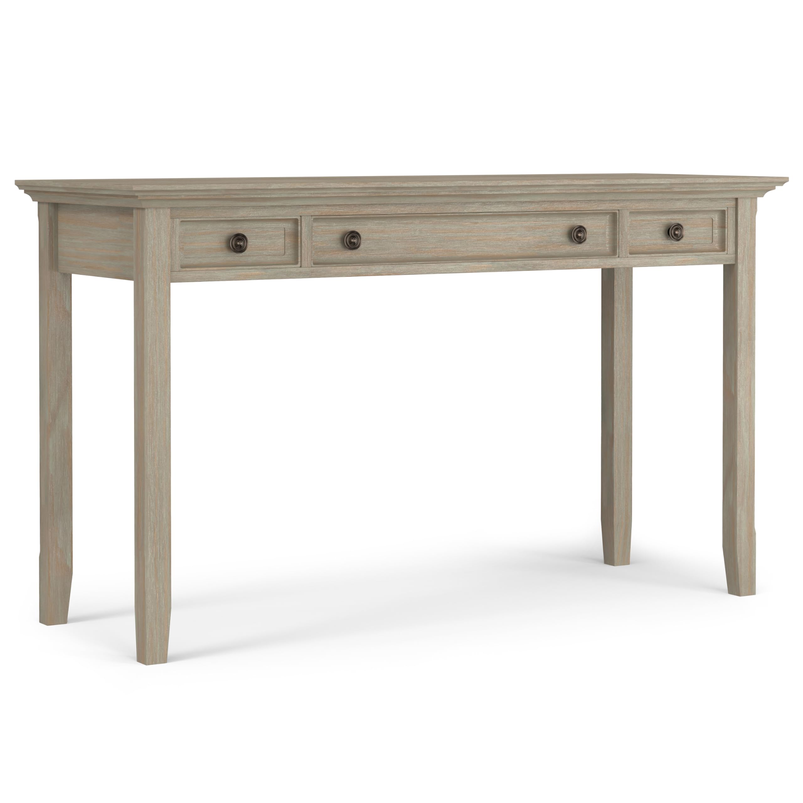 SIMPLIHOME Amherst Desk - 54-Inch Wide Solid Wood Writing Desk in Distressed Grey, Transitional Home Office Computer Table for W