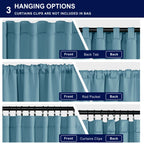 Hiasan Stone Blue Curtains 63 Inch Long Sewn With Tiebacks, Rod Pocket & Back Tab Blackout Thermal Insulated Kids Drapes, Room D