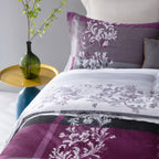 Sleepbella Comforter Twin Size, 600 Thread Count Cotton Grey Paisley & Purple Comforter Sets, Down Alternative Bedding Set 2Pcs(
