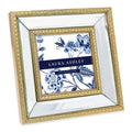 Laura Ashley 4x4 Gold Mirror Bead Picture Frame, Classic Mirrored Frame with Beaded Border, Wall-Mountable, Made for Tabletop Di
