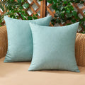Woaboy Set of 2 Outdoor Waterproof Throw Pillow Covers Spring Decorative Farmhouse Linen Pillowcases Solid Cushion Cases for Pat