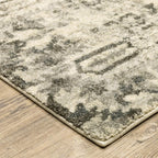 HomeRoots 508844 8 x 11 ft. Gray Ivory & Brown Oriental Power Loom Stain Resistant Rectangle Area Rug