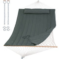 Suncreat Portable Double Rope Hammock With Pad, Two Person Tree Hammock For Garden, Backyard, Patio, Poolside, Gray Green