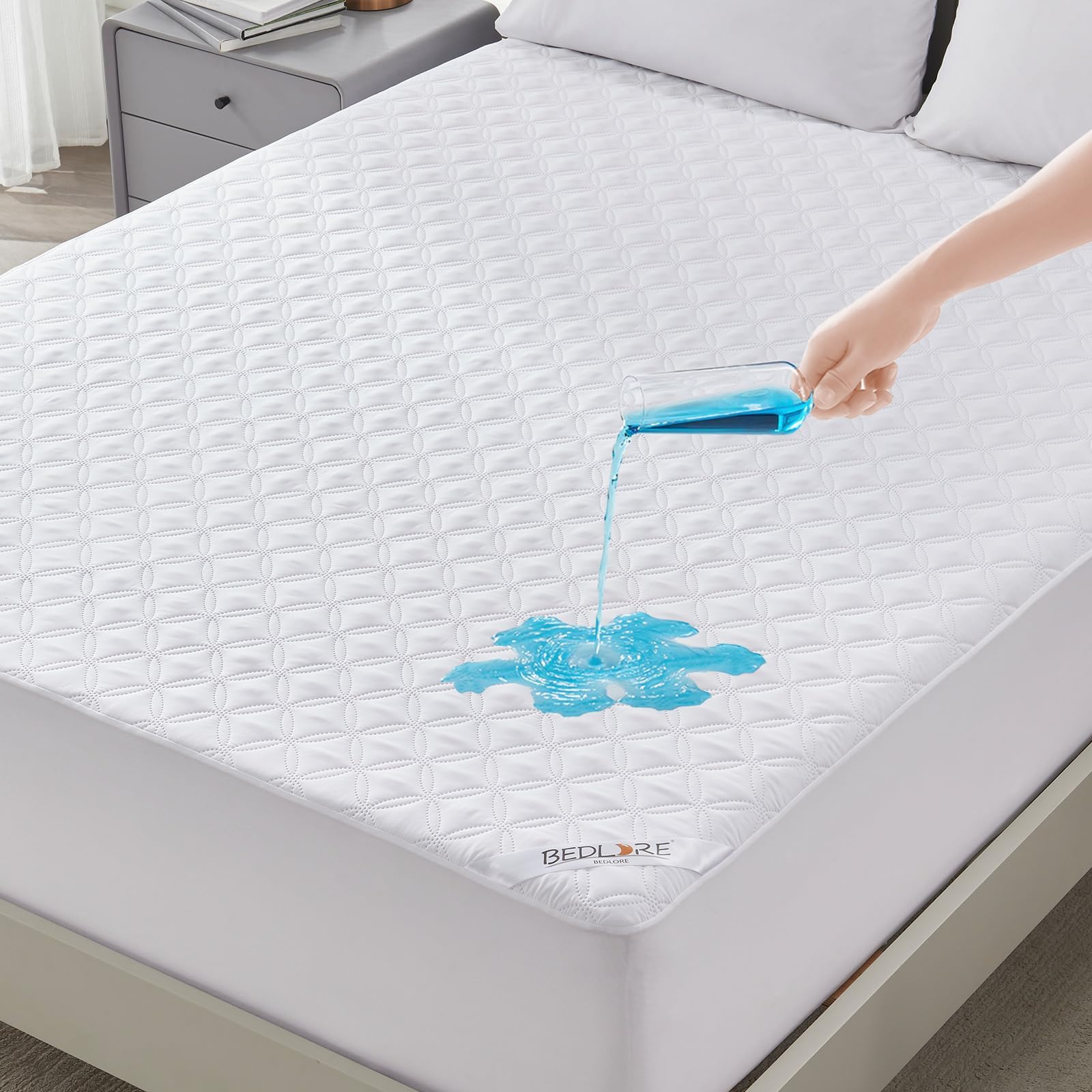 Bedlore Waterproof Mattress Protector, Full Size, Deep Pocket, Eco-Friendly, Waterproof, Stain Protection, Washable, White