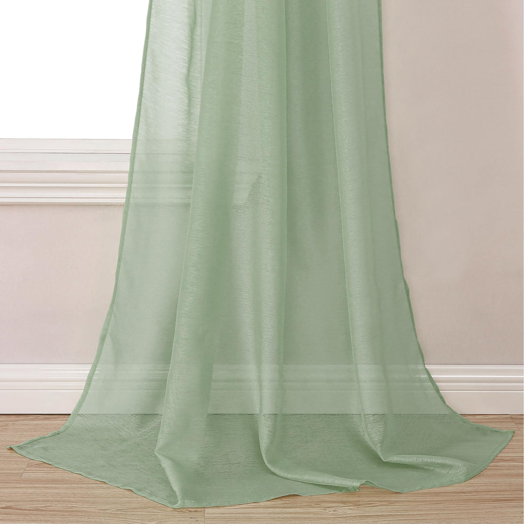 Donren Sage Green Sheer Window Scarf Valance - Luxury Soft Semi Sheer Scarf For Window Wedding Arch Sheer Curtains Scarf (1 Pane