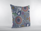 HomeRoots Red, Orange, Blue, Green On Gray Broadcloth 26â€ Gray Pink Floral Indoor Outdoor Throw Pillow