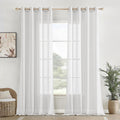 Homemonde Transparent Sheer Cotton Curtains Set Of 4 Long Door 10 Feet Solid Texture Drapes Panels With Stainless Steel Top Eyel