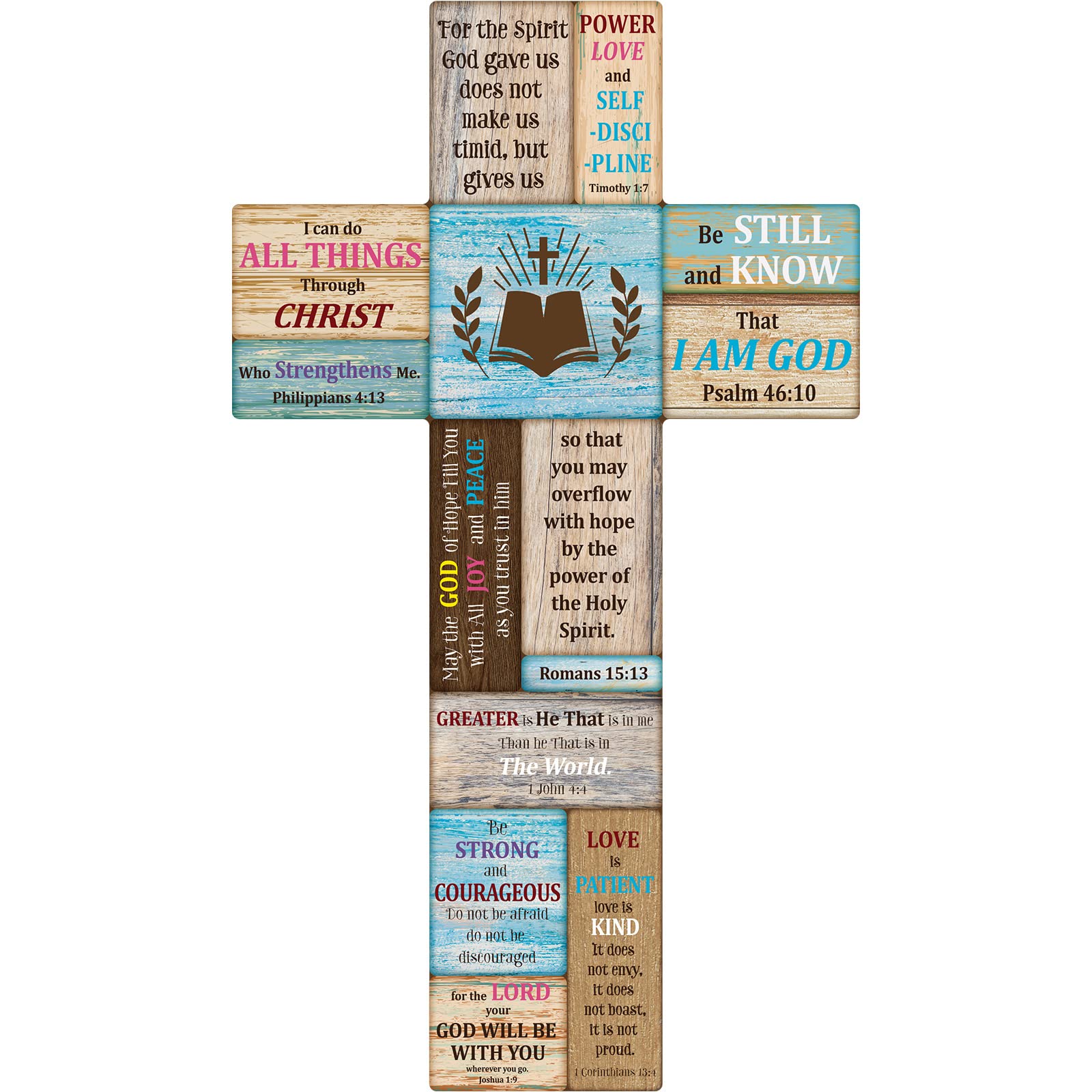 Jetec Christians Cross Wall Decor Faith Biblical Verse Wooden Crosses Table Centerpieces Farmhouse Wall Sign for Home Easter Par