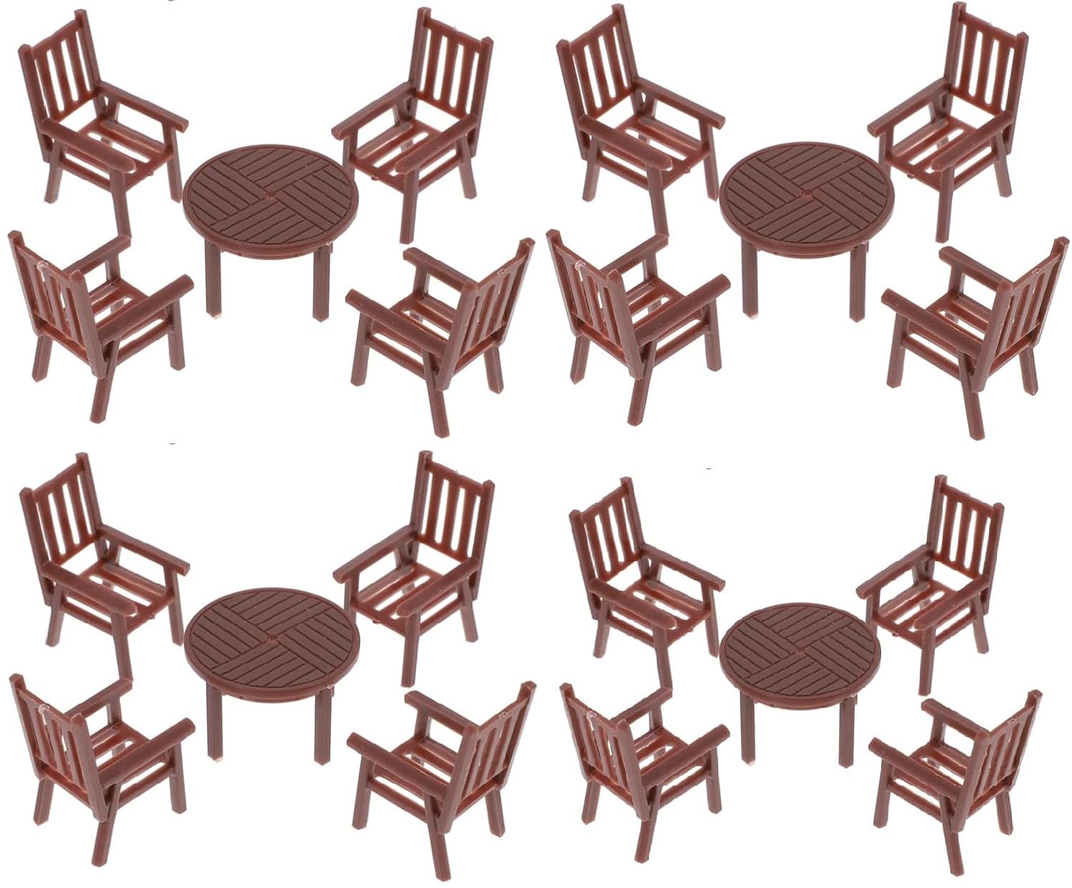 Garneck 4 Sets Miniature Dollhouse Table and Chairs Miniature Doll House Mini House Table and Chair Plastic Tiny Kitchen Furnitu
