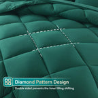 Cosybay Bed In A Bag King Comforter Sets 7Pcs All Season Solid Down Alternative Bedding Sets Dark Green With Comforter, Pillow S