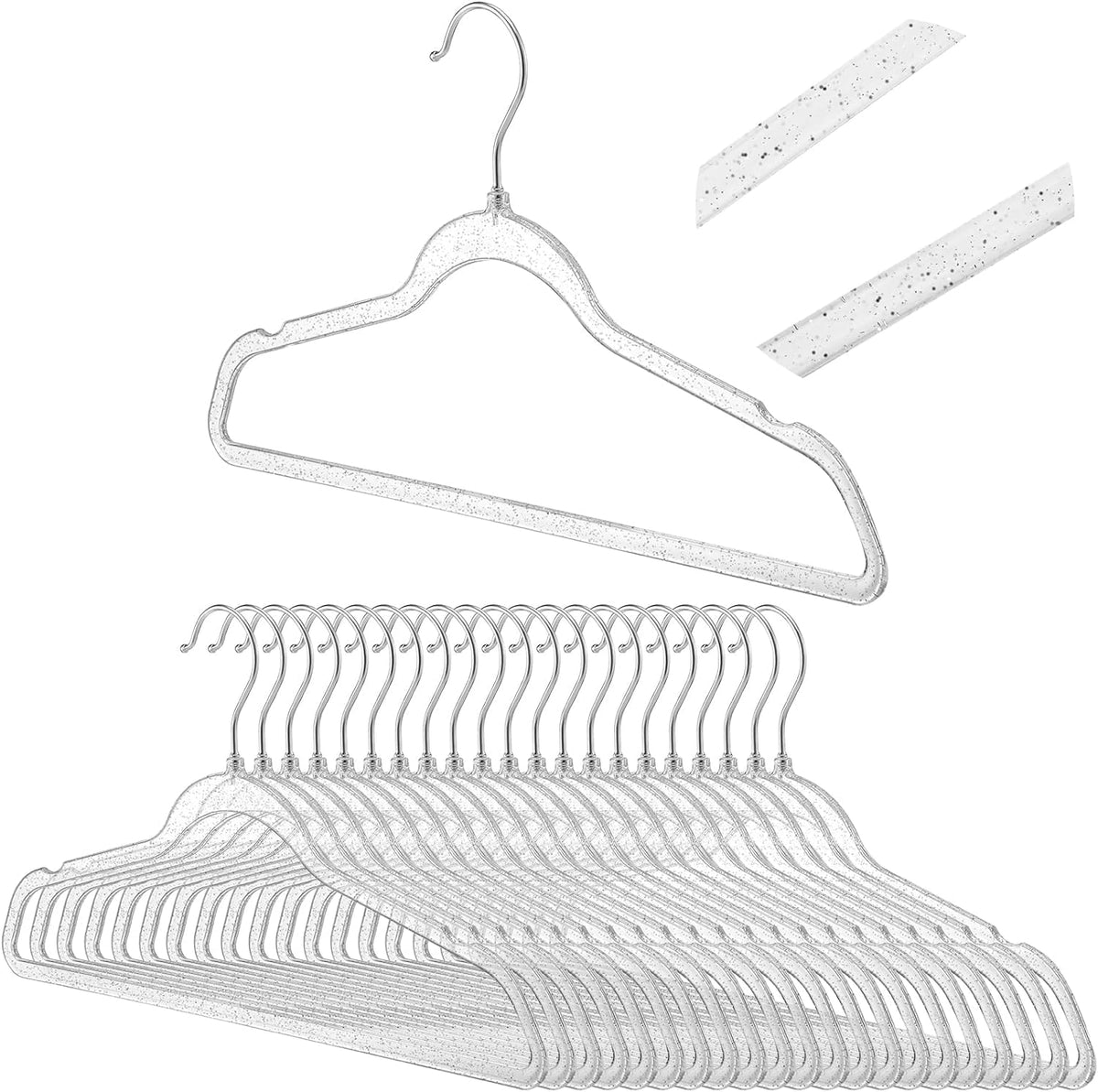 Pankti Clear Acrylic Plastic Clothes Hanger Wardrobe Storage Organizer Rack (Silver Acrelic Hanger, Pack Of 12)