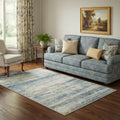 5 X 7 Blue Red And Gray Abstract Washable Area Rug