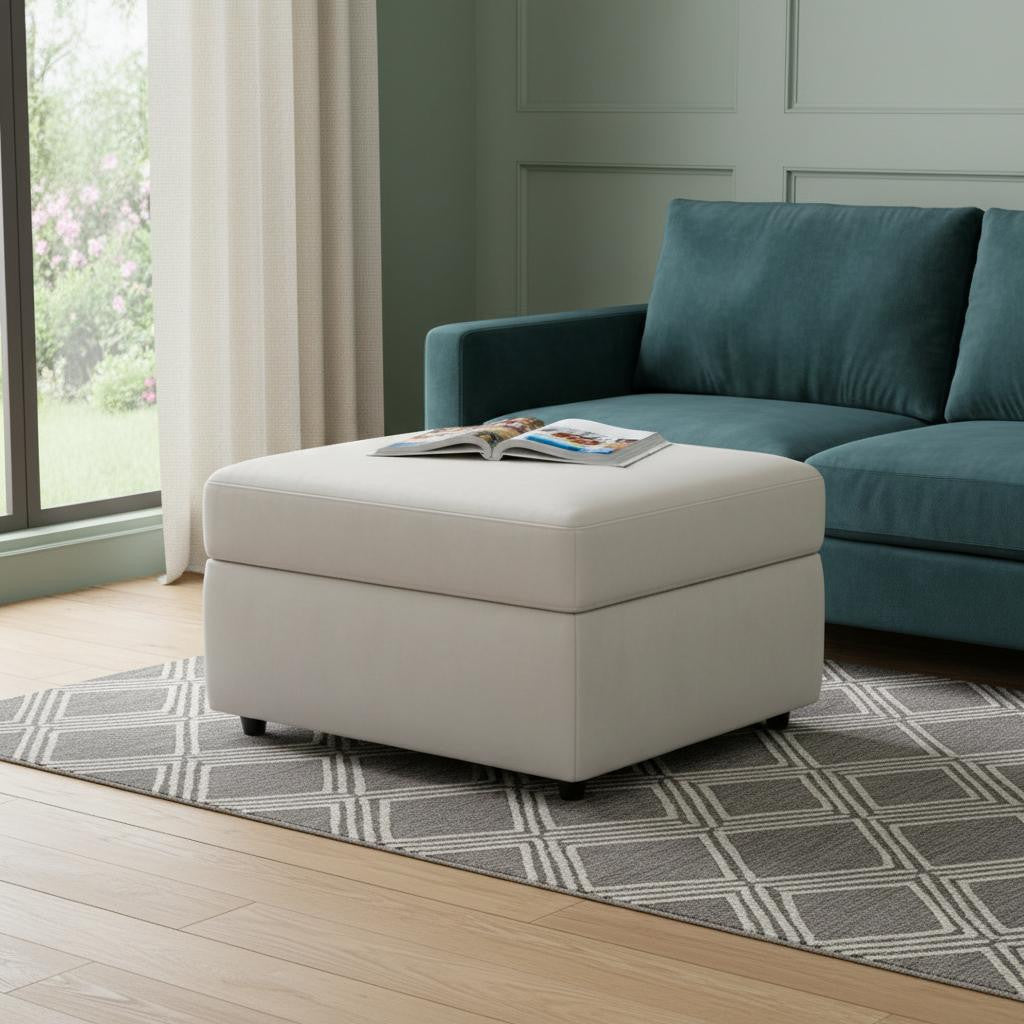 30 Beige and Black Velvet Storage Ottoman