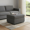 30 Light Gray and Black Chenille Storage Ottoman